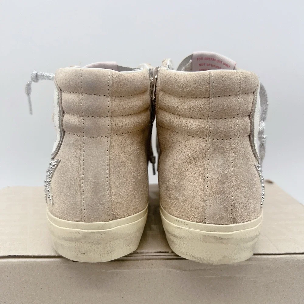 Golden Goose Slide High Top Glitter Distressed Sneakers Pink White Suede EU 39 - Picture 7 of 14